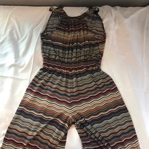 Sharagano halter jumpsuit with tie in back